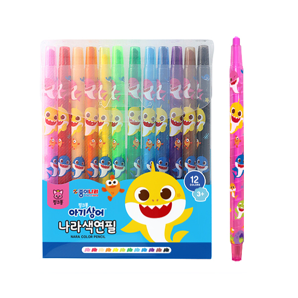 종이나라 12색 핑크퐁 색연필 샤프식