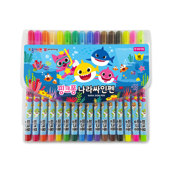 종이나라 핑크퐁 싸인펜 16색 3개