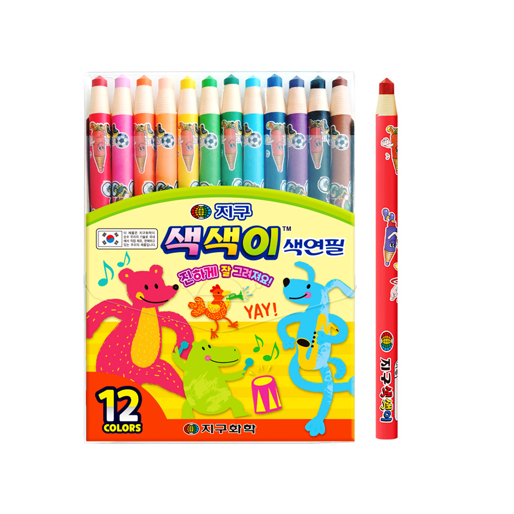 지구화학 색색이 색연필(종이말이) 12색