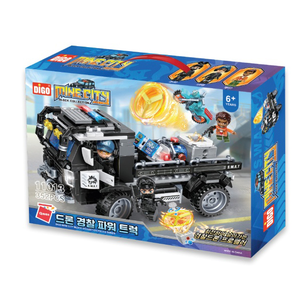 35000 디고블럭 드론 경찰 파워 트럭 352pcs
