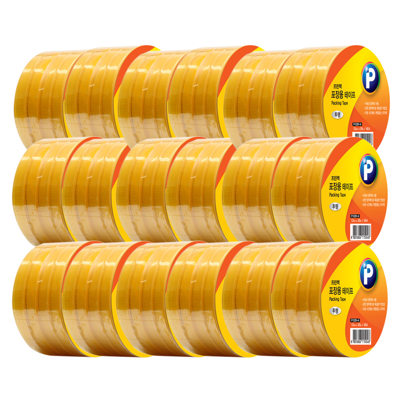 프린텍 포장용 테이프 투명 12mm*20m 4개입(P1220-4) 1box 18pcs